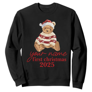 Personalised My First Christmas Sweatshirt Custom Name Newborn Baby 1st Xmas TS10 Black Print Your Wear
