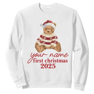 Personalised My First Christmas Sweatshirt Custom Name Newborn Baby 1st Xmas TS10 White Print Your Wear