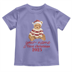 Personalised My First Christmas Toddler T Shirt Custom Name Newborn Baby 1st Xmas TS10 Violet Print Your Wear