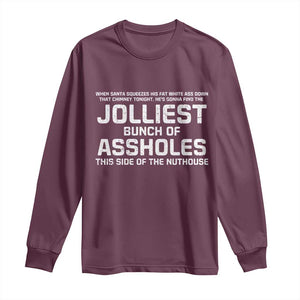 Funny Christmas Long Sleeve Shirt Jolliest Bunch of A-Holes Xmas Vacation TS10 Maroon Print Your Wear