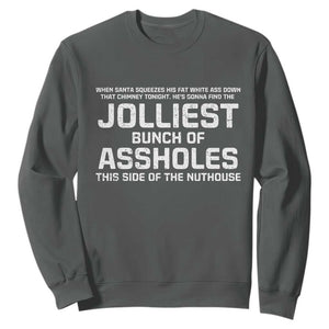 Funny Christmas Sweatshirt Jolliest Bunch of A-Holes Xmas Vacation TS10 Dark Heather Print Your Wear