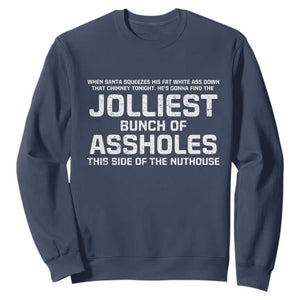 Funny Christmas Sweatshirt Jolliest Bunch of A-Holes Xmas Vacation TS10 Navy Print Your Wear