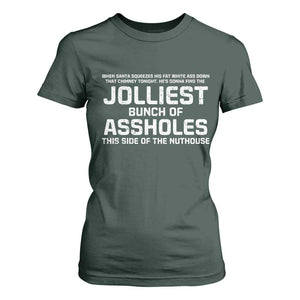 Funny Christmas T Shirt For Women Jolliest Bunch of A-Holes Xmas Vacation TS10 Dark Forest Green Print Your Wear