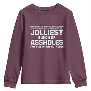Funny Christmas Youth Sweatshirt Jolliest Bunch of A-Holes Xmas Vacation TS10 Maroon Print Your Wear