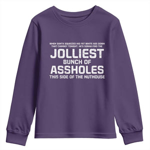 Funny Christmas Youth Sweatshirt Jolliest Bunch of A-Holes Xmas Vacation TS10 Purple Print Your Wear