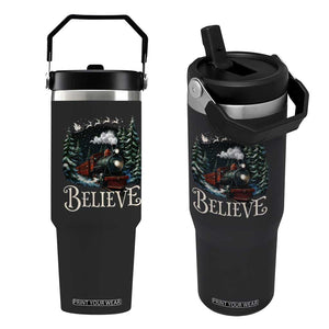 Polar Express Flip Straw Tumbler Christmas Believe TS10 One Size: 30 oz Black Print Your Wear