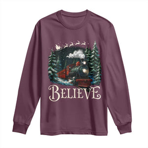Polar Express Long Sleeve Shirt Christmas Believe TS10 Maroon Print Your Wear