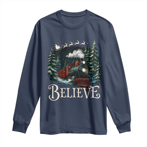 Polar Express Long Sleeve Shirt Christmas Believe TS10 Navy Print Your Wear