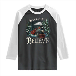 Polar Express Raglan Shirt Christmas Believe TS10 Black White Print Your Wear