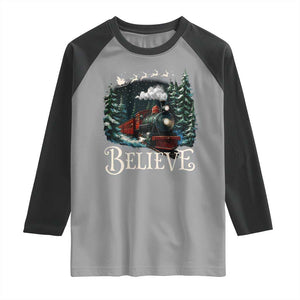 Polar Express Raglan Shirt Christmas Believe TS10 Sport Gray Black Print Your Wear