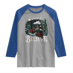 Polar Express Raglan Shirt Christmas Believe TS10 Sport Gray Royal Print Your Wear