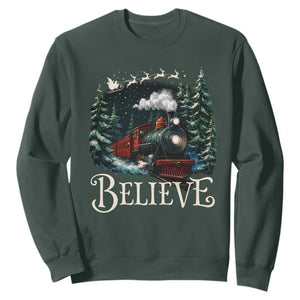 Polar Express Sweatshirt Christmas Believe TS10 Dark Forest Green Print Your Wear