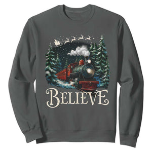 Polar Express Sweatshirt Christmas Believe TS10 Dark Heather Print Your Wear