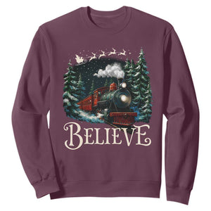 Polar Express Sweatshirt Christmas Believe TS10 Maroon Print Your Wear