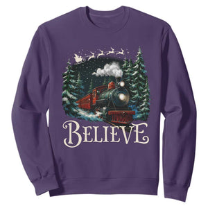 Polar Express Sweatshirt Christmas Believe TS10 Purple Print Your Wear