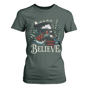 Polar Express T Shirt For Women Christmas Believe TS10 Dark Forest Green Print Your Wear