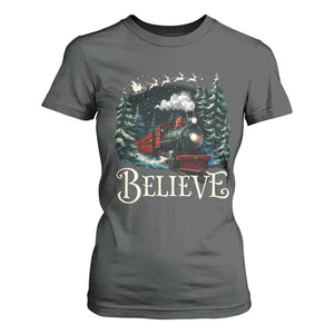 Polar Express T Shirt For Women Christmas Believe TS10 Dark Heather Print Your Wear