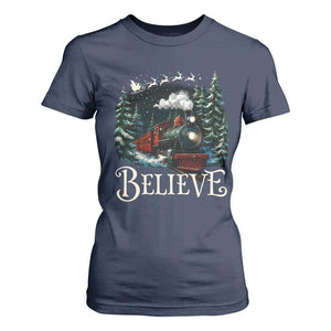 Polar Express T Shirt For Women Christmas Believe TS10 Navy Print Your Wear