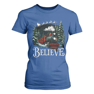 Polar Express T Shirt For Women Christmas Believe TS10 Royal Blue Print Your Wear