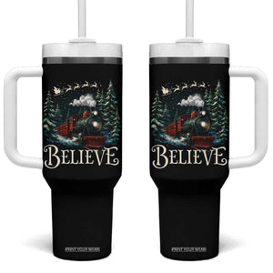 Polar Express Tumbler With Handle Christmas Believe TS10 One Size: 40 oz Black Print Your Wear