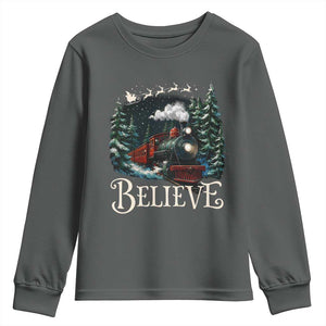 Polar Express Youth Sweatshirt Christmas Believe TS10 Dark Heather Print Your Wear