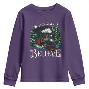 Polar Express Youth Sweatshirt Christmas Believe TS10 Purple Print Your Wear