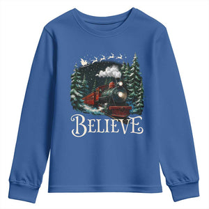 Polar Express Youth Sweatshirt Christmas Believe TS10 Royal Blue Print Your Wear