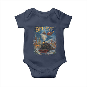 Polar Express Baby Onesie Retro Vintage Christmas Believe TS10 Navy Print Your Wear