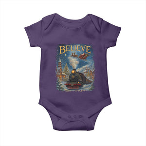 Polar Express Baby Onesie Retro Vintage Christmas Believe TS10 Purple Print Your Wear