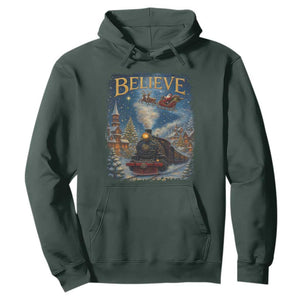 Polar Express Hoodie Retro Vintage Christmas Believe TS10 Dark Forest Green Print Your Wear