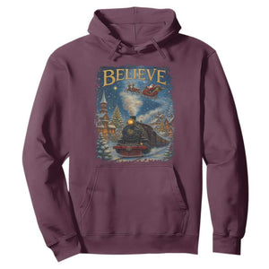 Polar Express Hoodie Retro Vintage Christmas Believe TS10 Maroon Print Your Wear