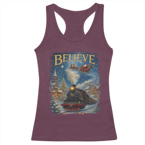 Polar Express Racerback Tank Top Retro Vintage Christmas Believe TS10 Maroon Print Your Wear