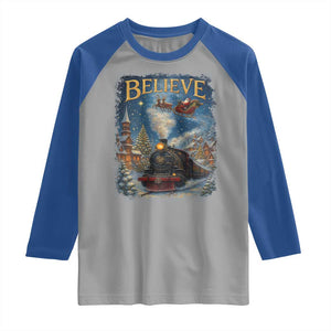 Polar Express Raglan Shirt Retro Vintage Christmas Believe TS10 Sport Gray Royal Print Your Wear