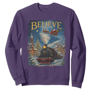 Polar Express Sweatshirt Retro Vintage Christmas Believe TS10 Purple Print Your Wear