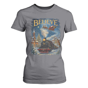 Polar Express T Shirt For Women Retro Vintage Christmas Believe TS10 Charcoal Print Your Wear