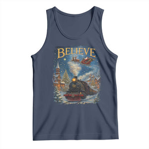 Polar Express Tank Top Retro Vintage Christmas Believe TS10 Navy Print Your Wear
