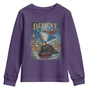 Polar Express Youth Sweatshirt Retro Vintage Christmas Believe TS10 Purple Print Your Wear