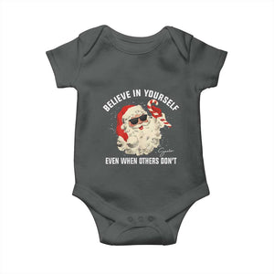 Vintage Christmas Santa Claus Face Baby Onesie Retro Believe In Yourself Funny Motivational TS10 Dark Heather Print Your Wear