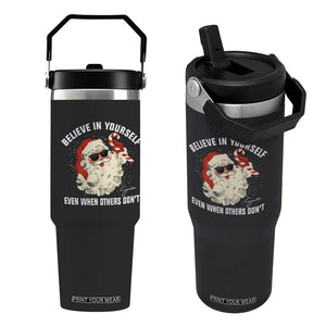 Vintage Christmas Santa Claus Face Flip Straw Tumbler Retro Believe In Yourself Funny Motivational TS10 One Size: 30 oz Black Print Your Wear