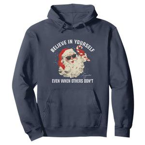 Vintage Christmas Santa Claus Face Hoodie Retro Believe In Yourself Funny Motivational TS10 Navy Print Your Wear