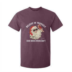 Vintage Christmas Santa Claus Face T Shirt For Kid Retro Believe In Yourself Funny Motivational TS10 Maroon Print Your Wear