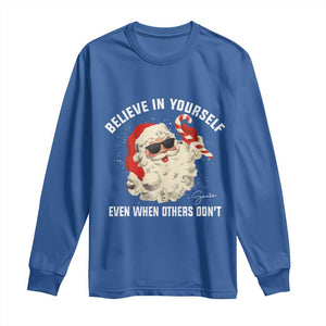 Vintage Christmas Santa Claus Face Long Sleeve Shirt Retro Believe In Yourself Funny Motivational TS10 Royal Blue Print Your Wear