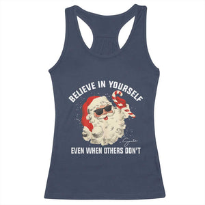 Vintage Christmas Santa Claus Face Racerback Tank Top Retro Believe In Yourself Funny Motivational TS10 Navy Print Your Wear