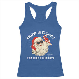 Vintage Christmas Santa Claus Face Racerback Tank Top Retro Believe In Yourself Funny Motivational TS10 Royal Blue Print Your Wear