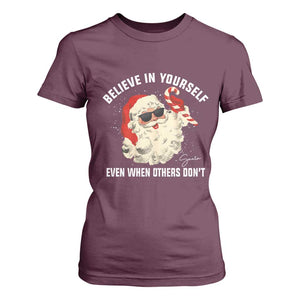 Vintage Christmas Santa Claus Face T Shirt For Women Retro Believe In Yourself Funny Motivational TS10 Maroon Print Your Wear