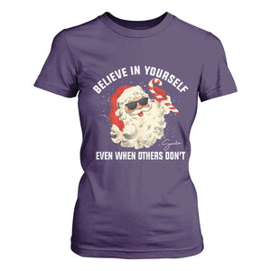 Vintage Christmas Santa Claus Face T Shirt For Women Retro Believe In Yourself Funny Motivational TS10 Purple Print Your Wear