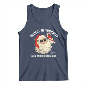 Vintage Christmas Santa Claus Face Tank Top Retro Believe In Yourself Funny Motivational TS10 Navy Print Your Wear