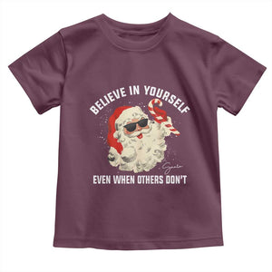 Vintage Christmas Santa Claus Face Toddler T Shirt Retro Believe In Yourself Funny Motivational TS10 Maroon Print Your Wear