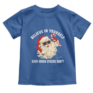 Vintage Christmas Santa Claus Face Toddler T Shirt Retro Believe In Yourself Funny Motivational TS10 Royal Blue Print Your Wear