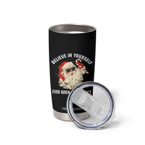 Vintage Christmas Santa Claus Face Tumbler Cup Retro Believe In Yourself Funny Motivational - Print Your Wear